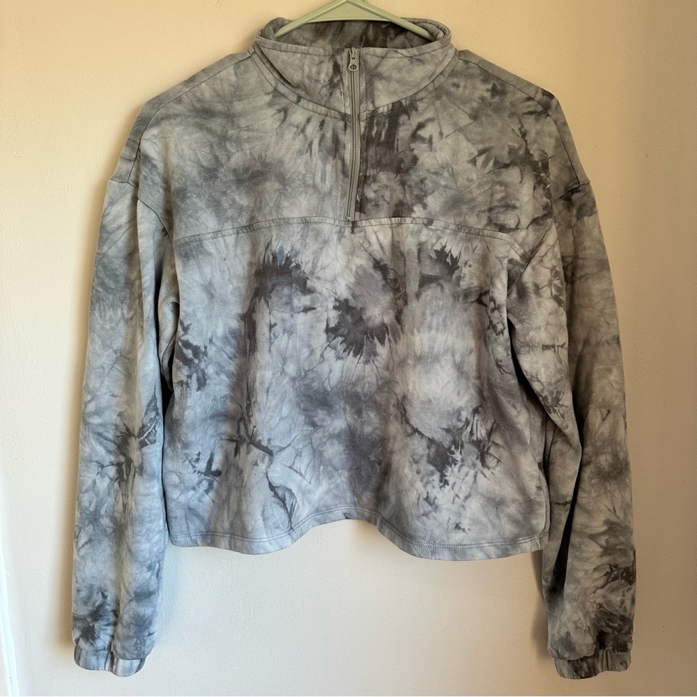 SO Lounge Life Women’s Crop Tie Dye 1/4 Zip Pullover Sweatshirt Size Small